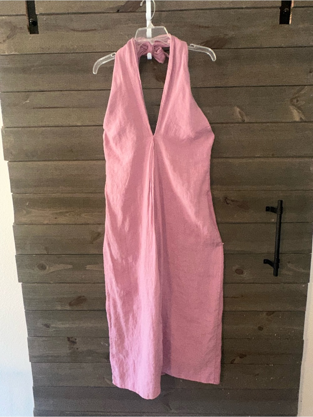 ZARA LINEN Halter Midi Dress - Sleeveless V-Neck